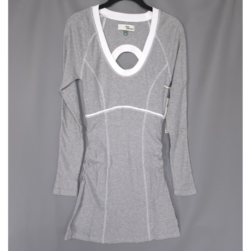 ANTHROPOLOGIE DAILY PRACTICE Women’s SMALL New Mini Dress Scoop Long Sleeve Gray